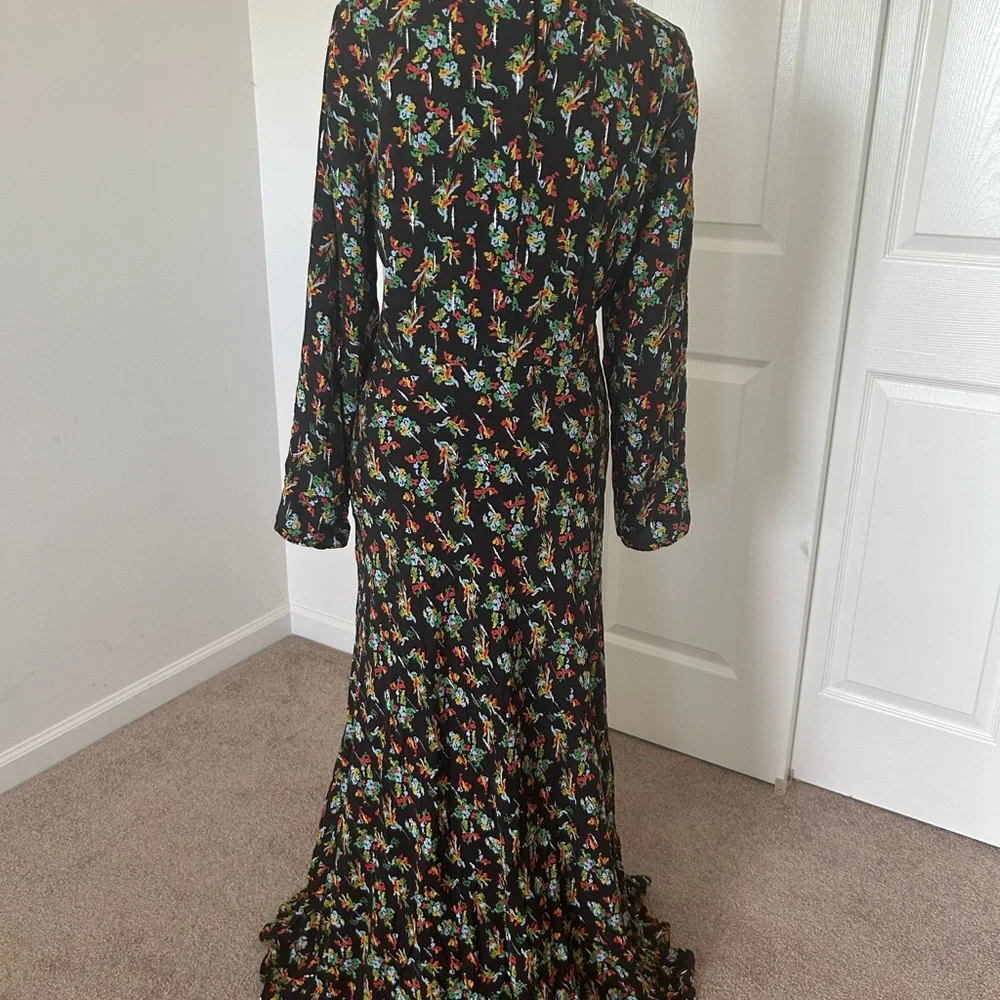 Lafayette 148 New York Green and Orange Bishop Sleeve Gown - Picture 2 of 4